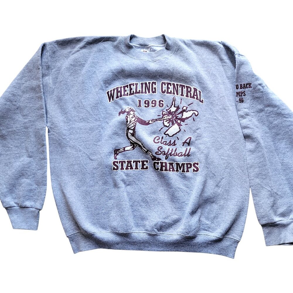 Vintage HS Women's Softball Sweatshirt Wheeling Central